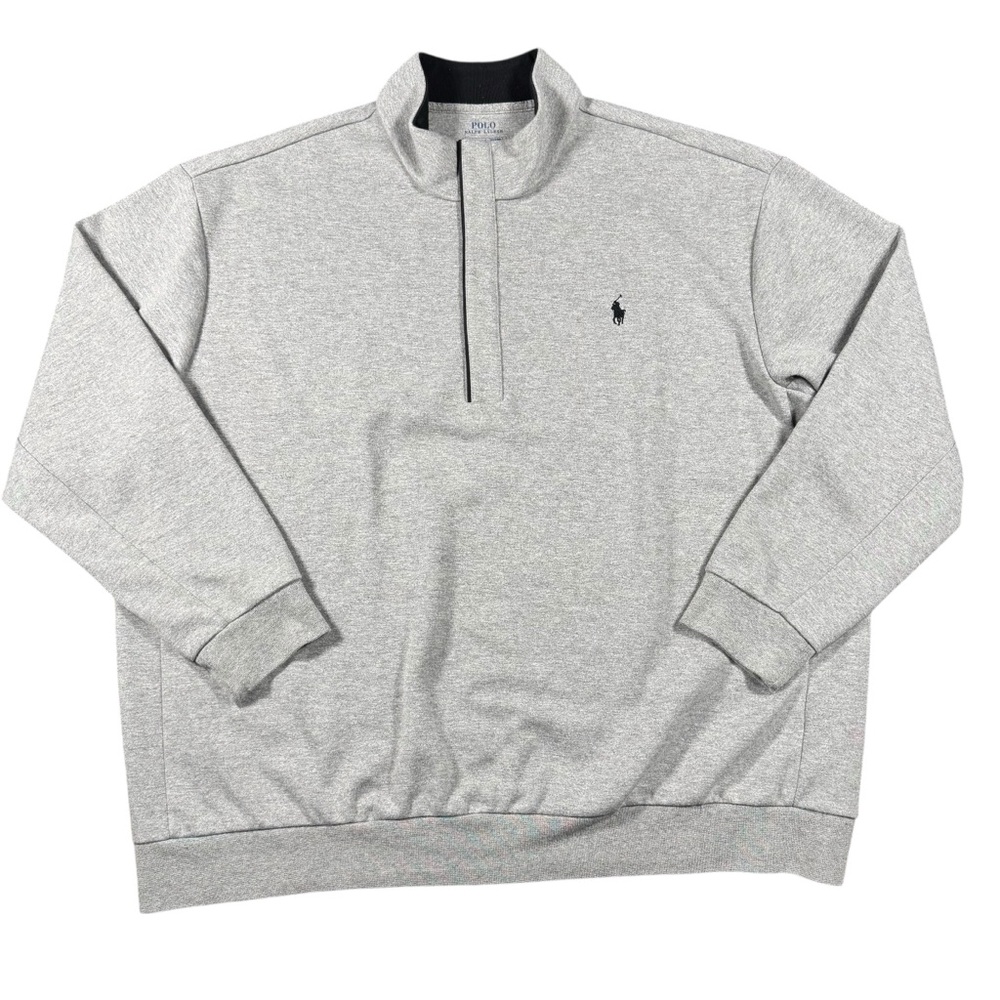 Polo Ralph Lauren Men’s 2XB Grey Double‑Knit Quarter‑Snap Pullover - Picture 2 of 12